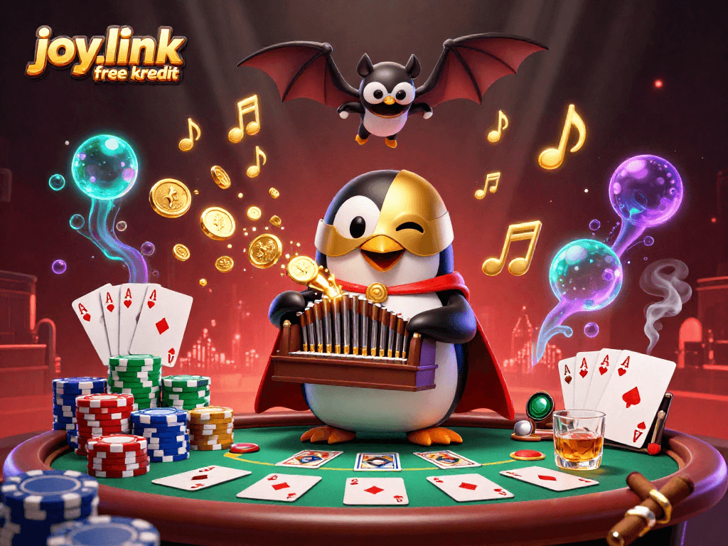 Experience joy.link free kredit with vibrant casino action featuring a penguin organist and dynamic poker elements.