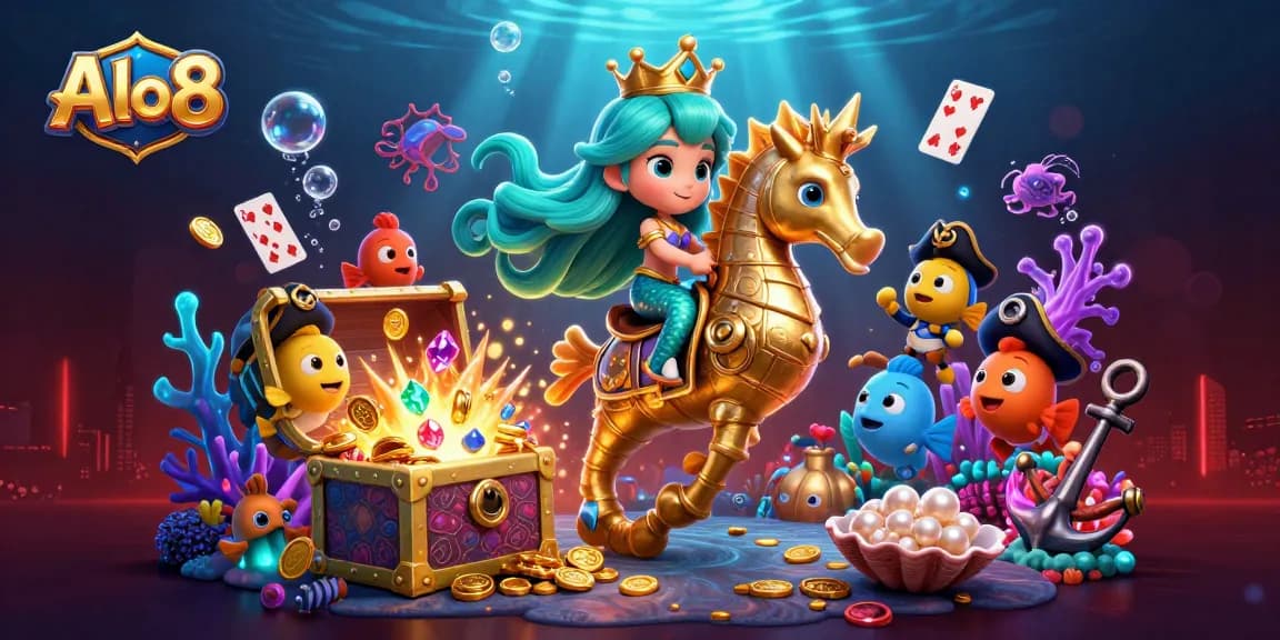 Alo8 offers thrilling underwater adventures with a 3D mermaid princess, treasure, and vibrant casino elements.