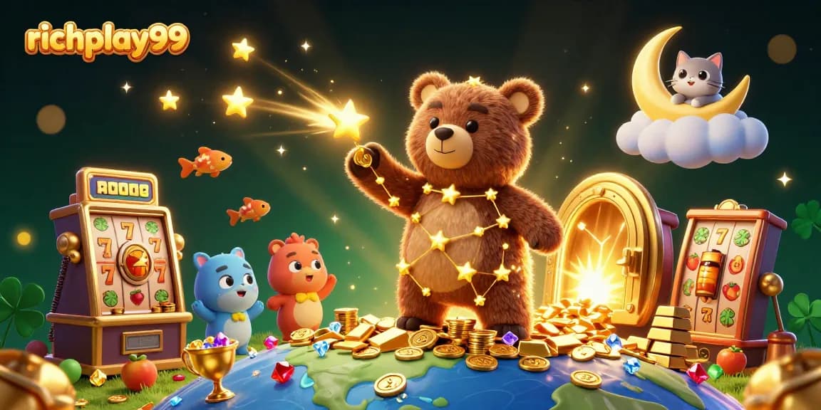Experience thrilling jackpots at richplay99 with vibrant slot games, golden treasures, and celestial characters.