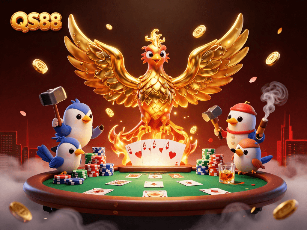 Experience thrilling wins at QS88 casino, where a golden phoenix ushers in exciting game moments.
