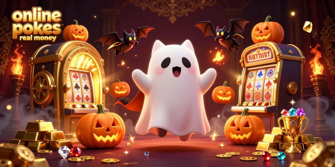 Engage in online pokies real money with a floating ghost cat and treasure in a haunted casino.