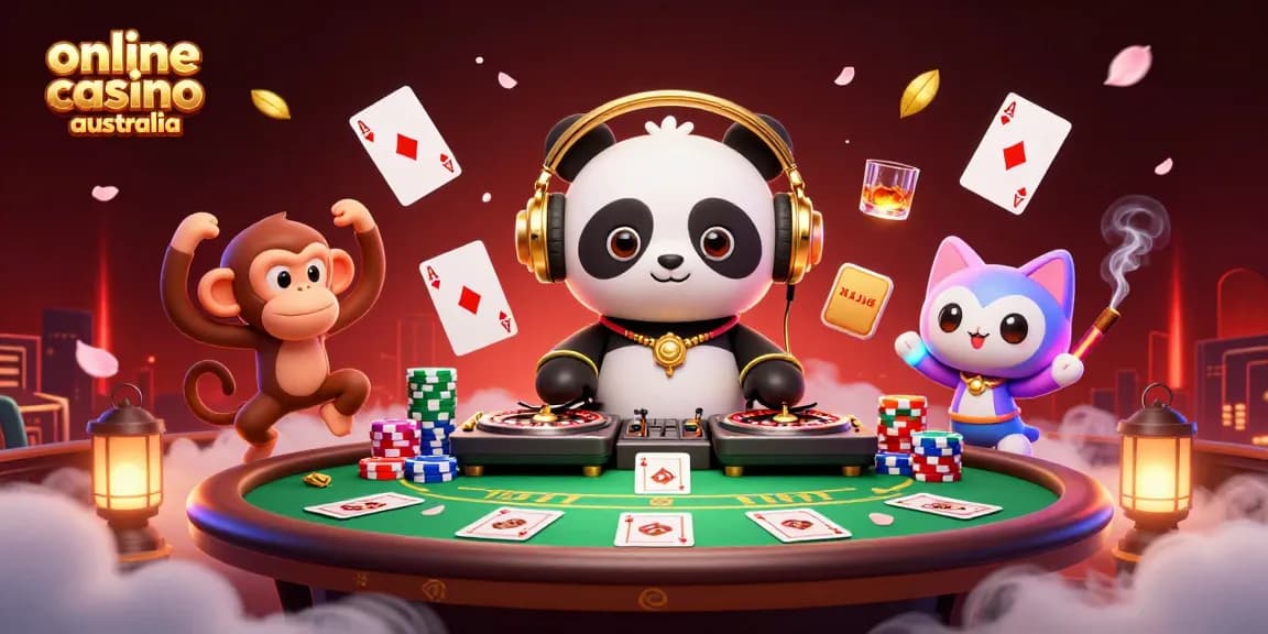 Experience the fun at an online casino australia with vibrant characters enjoying games.