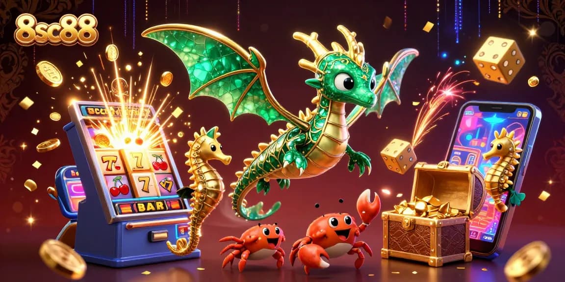Experience thrilling jackpots with 8sc88 as vibrant sea creatures and casino elements burst into action.