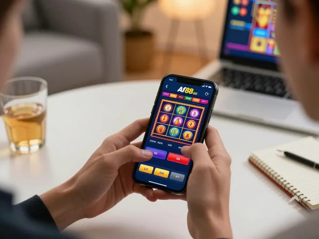Engaging online gameplay on the Af88 com app with colorful slot reels and strategic betting.