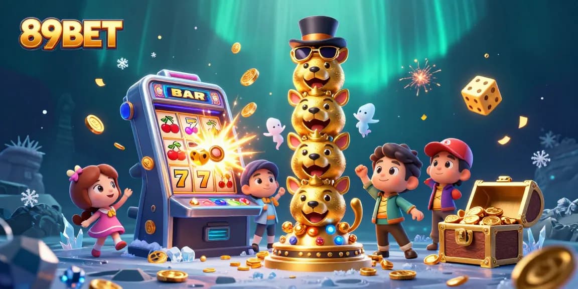 Experience thrilling 89BET casino action with golden totem pole and vibrant game elements.