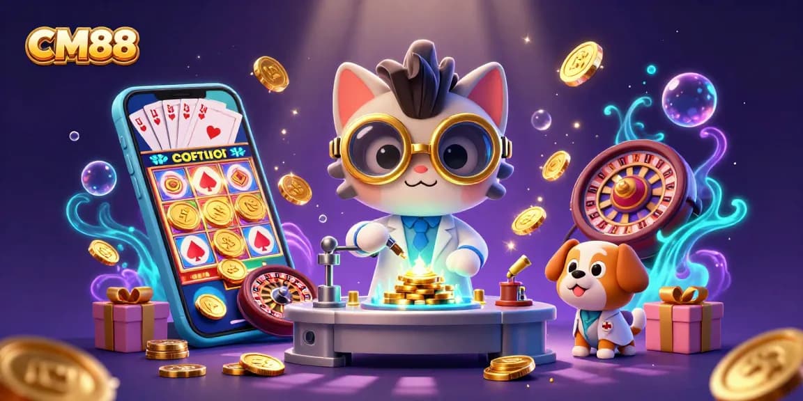 Win big with CM88's dynamic online casino scene showcasing thrilling gaming elements.