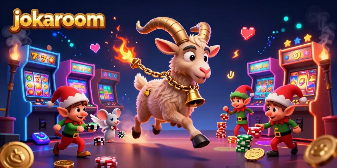 Engage with gameplay at jokaroom featuring a festive Krampus goat in a vibrant casino setting.