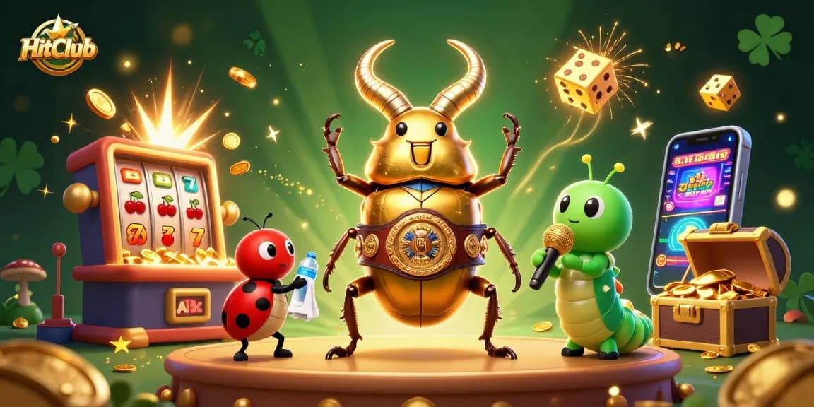 Experience the thrilling world of HitClub with a vibrant 3D casino illustration showcasing an exciting jackpot scene.