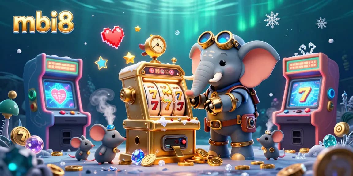 Spin the golden slot machine with mbi8 in this vibrant and whimsical casino adventure.