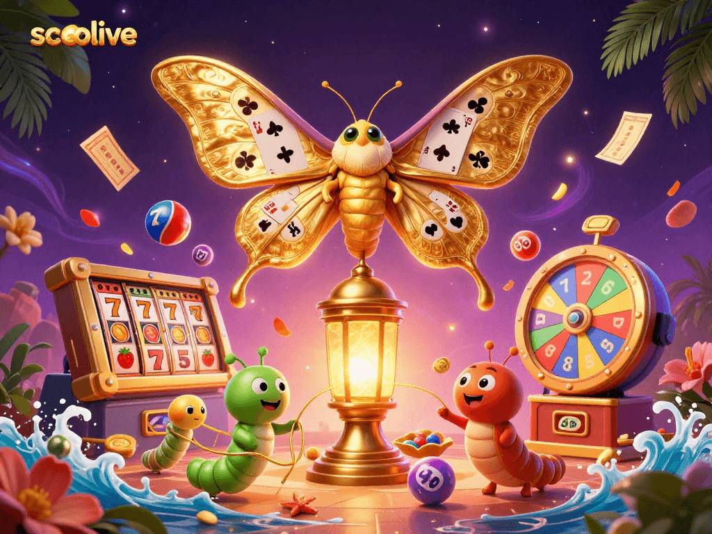 Socolive offers a vibrant slot machine energy with colorful gameplay elements in this dynamic illustration.