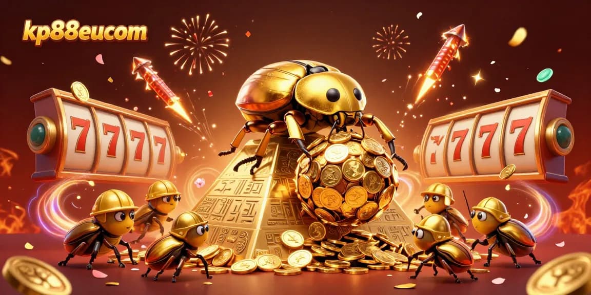 Experience thrilling dynamics of kp88eucom with a golden beetle and casino symbols in action.