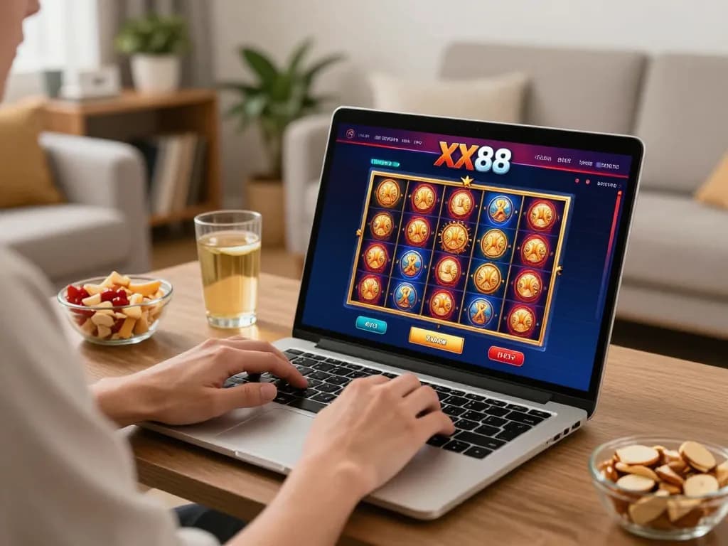 Player enjoying online casino games on XX88 from a cozy living room