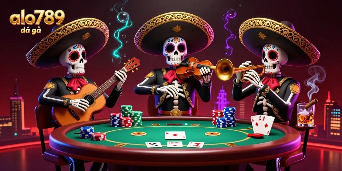 Experience the thrill of alo789 đá gà with a vibrant mariachi band and immersive poker setting.