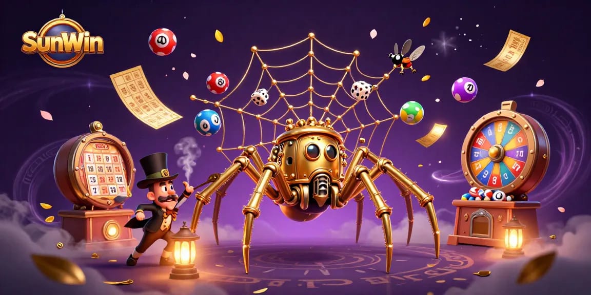 Spin and win with SunWin's dazzling casino games amidst vibrant lottery elements and steampunk charm.