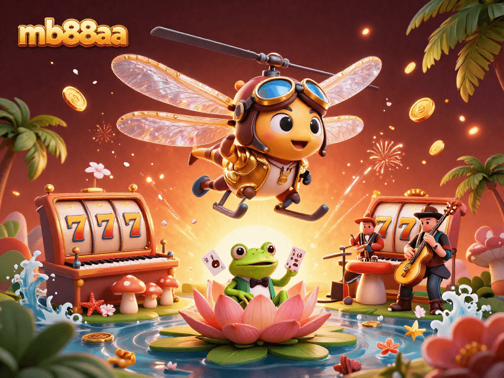 Experience the thrilling world of mb88aa with vibrant casino elements and playful characters in a dynamic scene.
