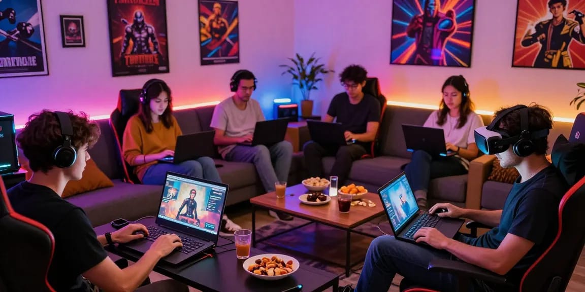 Adults enjoying a variety of adult games in a vibrant gaming lounge, showcasing immersive gameplay and community.