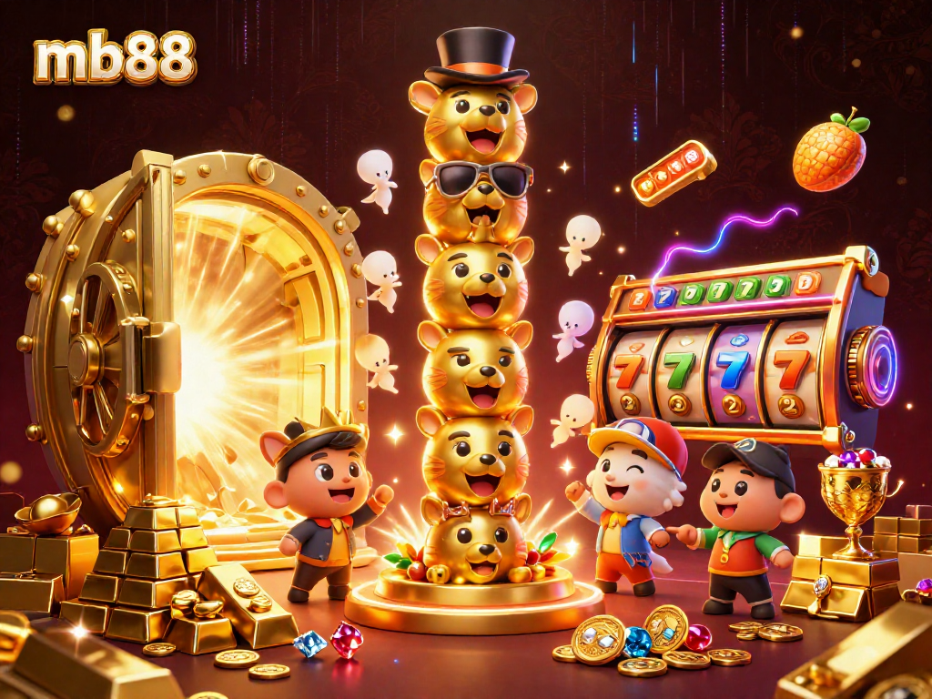 Experience thrilling gaming at mb88 with a vibrant totem and dazzling casino treasures in a fantasy setting.