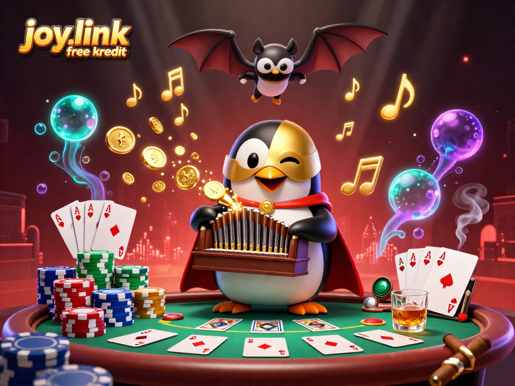 Experience joy.link free kredit with vibrant casino action featuring a penguin organist and dynamic poker elements.