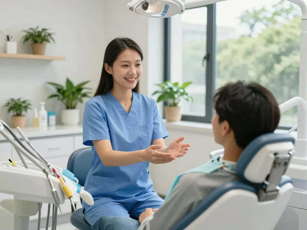 Friendly dental consultation at https://kaizendental.com.my/ showcasing a modern clinic environment.