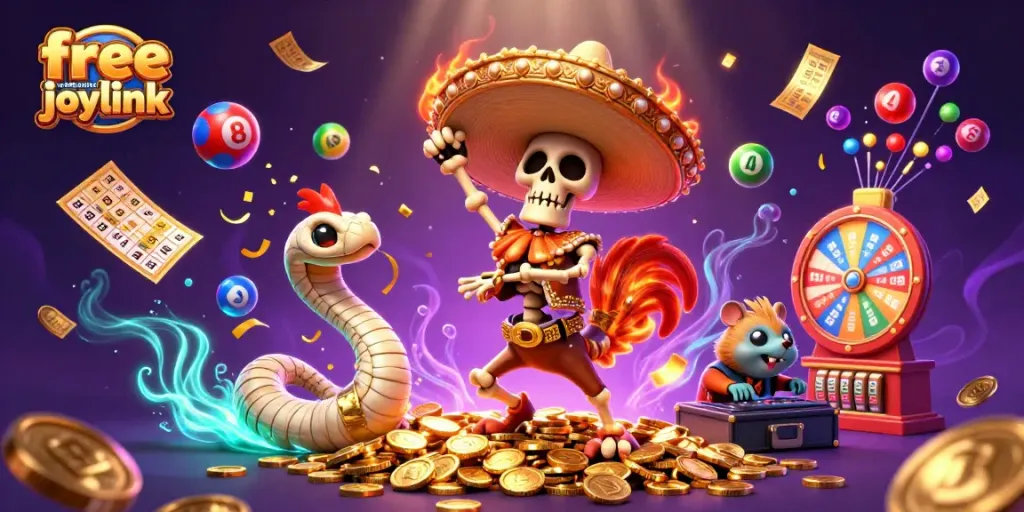 Experience the excitement of free credit no deposit joylink in this vibrant 3D casino scene.