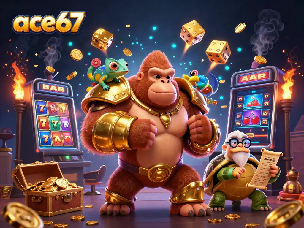Engage in thrilling gambling adventures with ace67's vibrant characters and colorful casino elements.