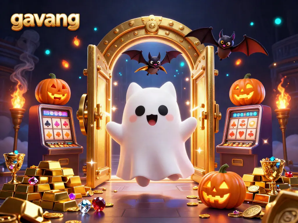 Experience thrilling gameplay with the ghost cat and bat in the vibrant gavang casino scene.