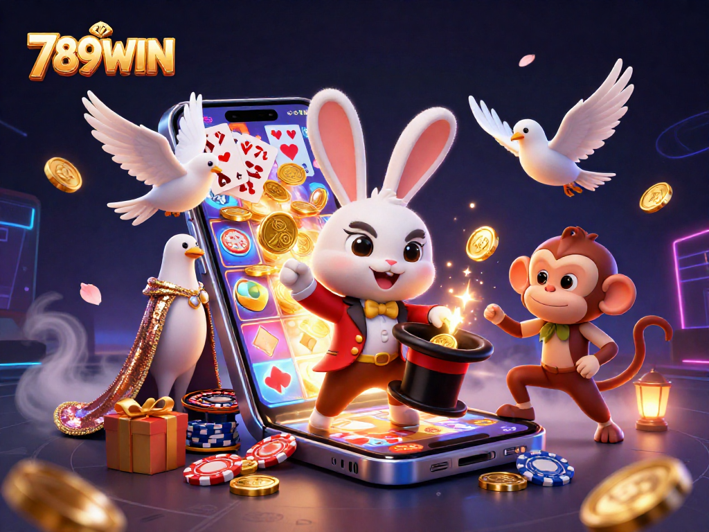 Play slots and win big with 789WIN's vibrant casino experience, featuring exciting characters and games.