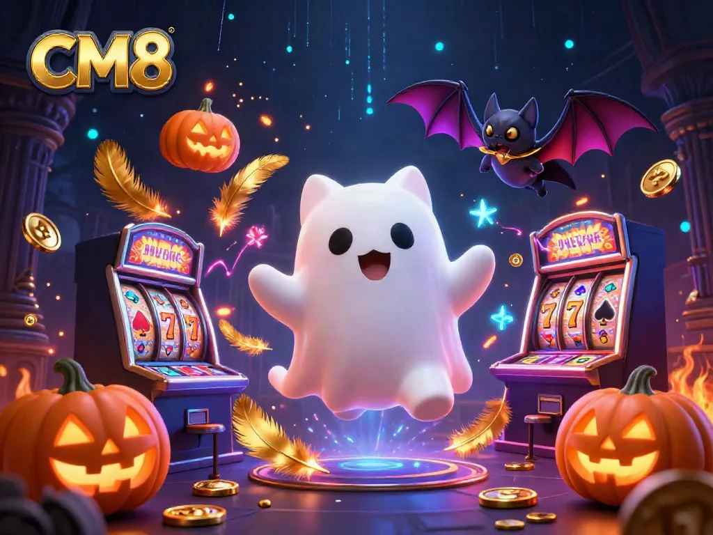 Experience CM8's thrilling slot gaming adventure with a ghost cat and vampire bat guiding your wins!