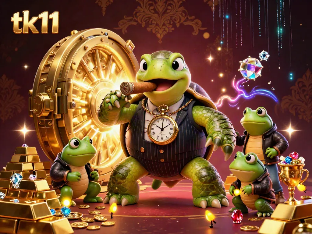 Experience thrilling gameplay with tk11 in a vibrant 3D casino scene featuring energetic cartoon characters.