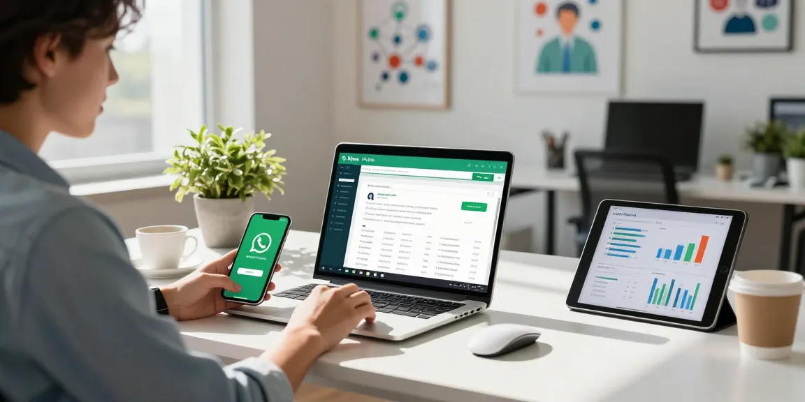 Dynamic workspace showcasing WhatsApp網頁版 on laptop, illustrating effective online communication.