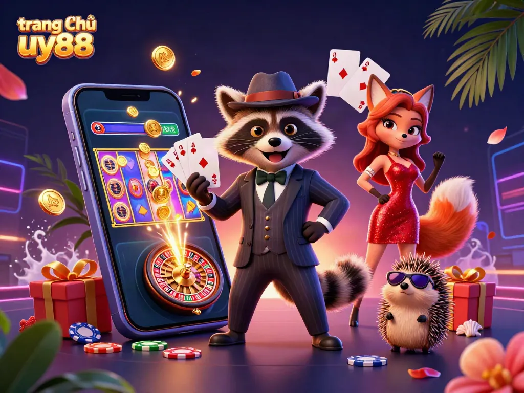 Experience gaming excitement on trang chủ uy88 with lucky characters showcasing vibrant casino elements.