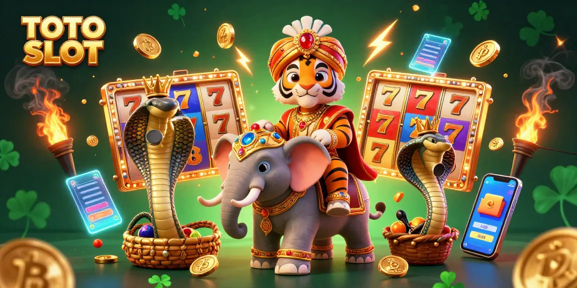 TOTO SLOT captivating slot game features with a majestic maharaja and elephant illustration.