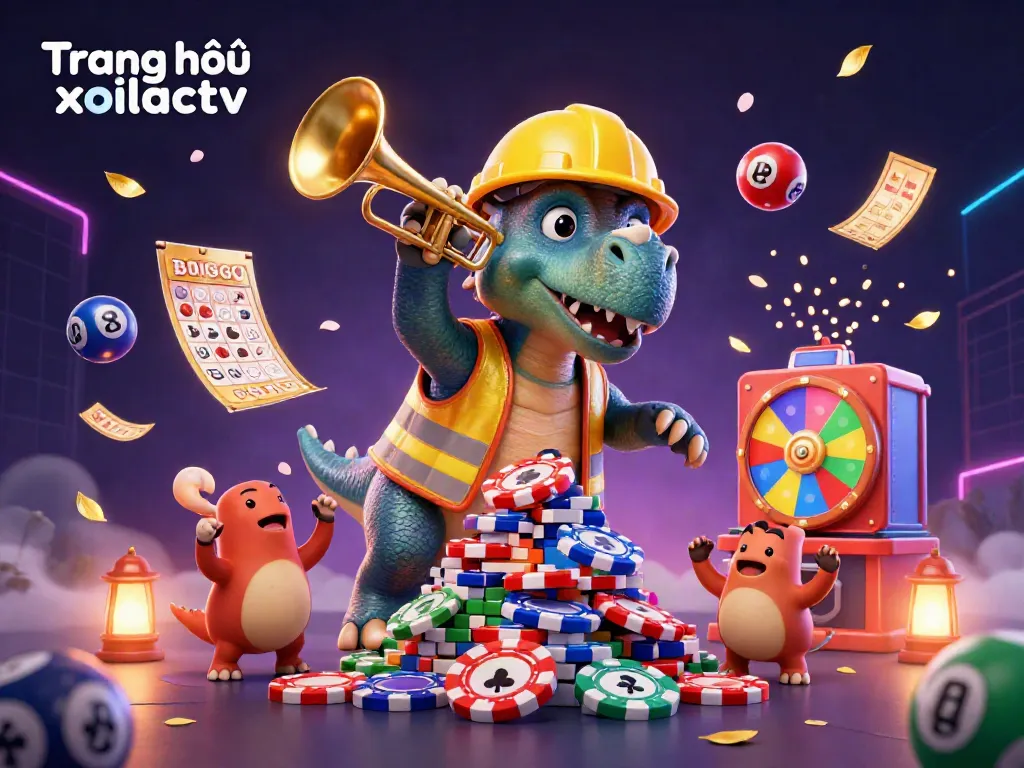 Engaging gaming environment on Trang chủ xoilactv featuring vibrant illustrations, dynamic lottery balls, and cheerful characters.