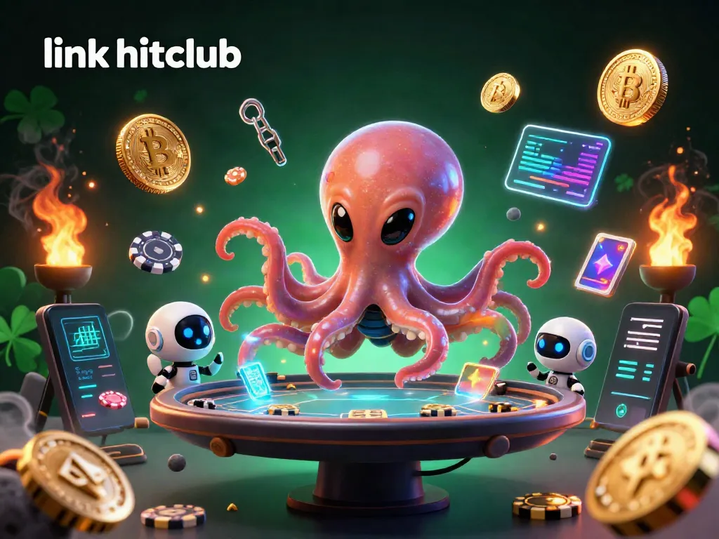 Win big with the link hitclub at the vibrant alien-themed poker table surrounded by glowing cryptocurrency.