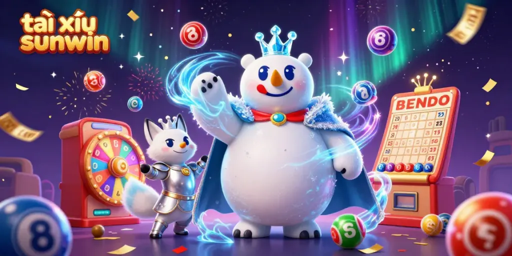 Engage with the exciting world of tài xỉu sunwin as you witness a magical casino scene filled with animated lottery elements, celebrating wins.