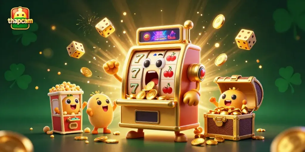 Experience the thrill of thapcam as a winning slot machine reveals jackpots and golden coins.