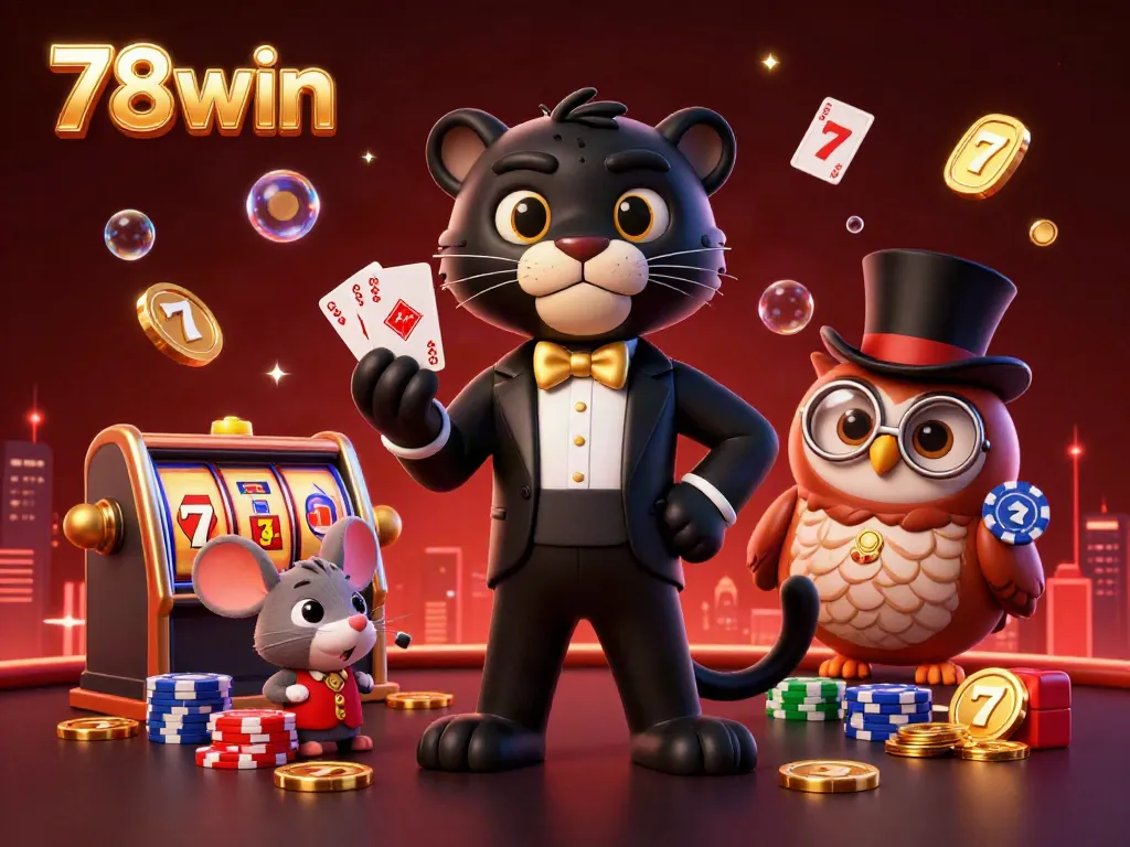 Experience thrilling casino action with 78win in an electrifying gaming scene featuring vibrant characters.